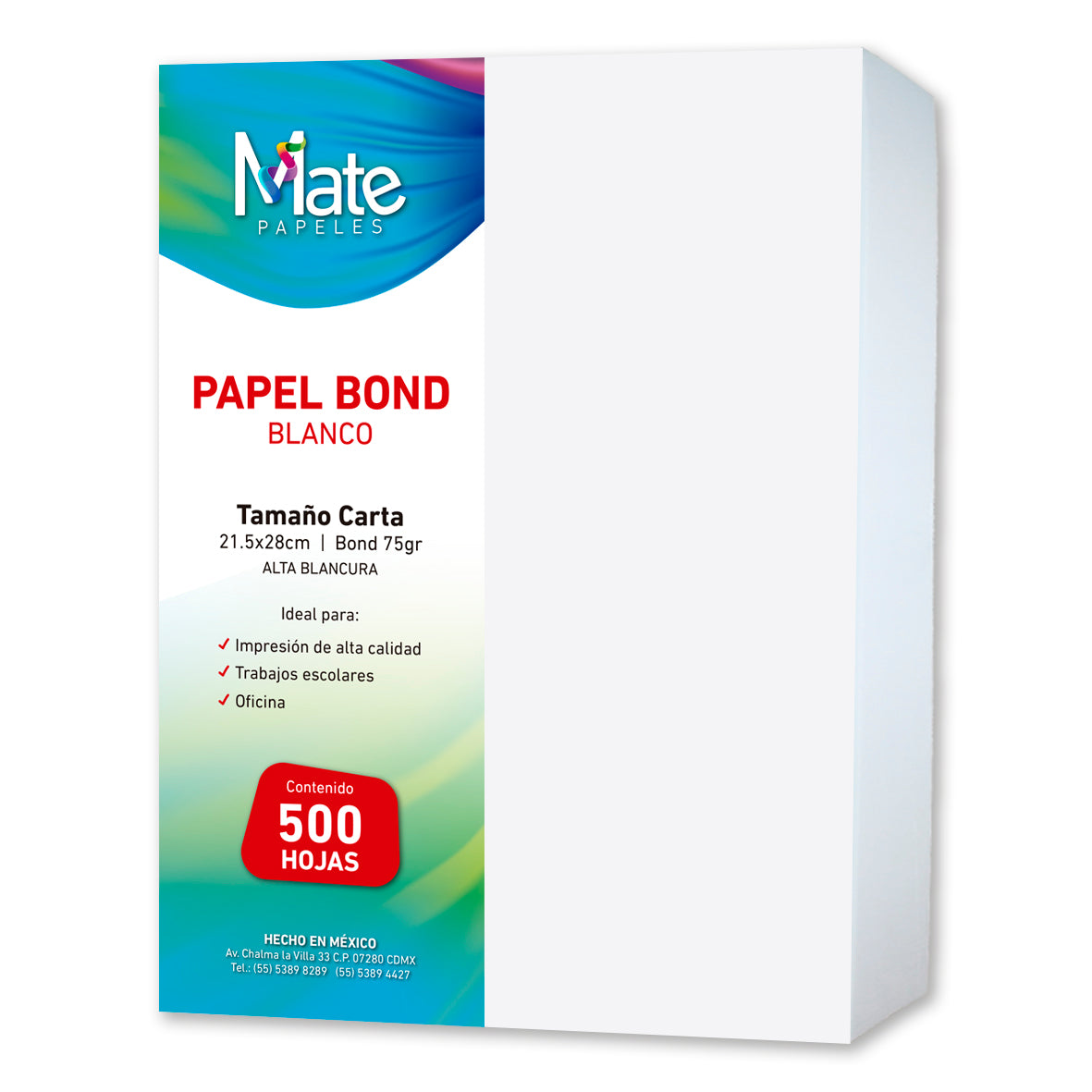 Papel Bond 75 G | Tamaño Carta | 500 Hojas