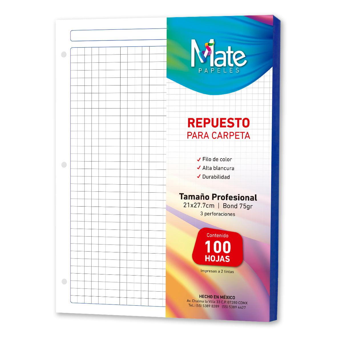 Hojas Para Carpeta | Carta | 100 Hojas | Filo Colores