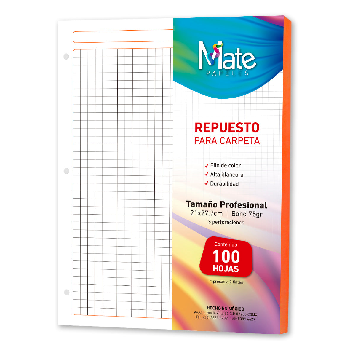 Hojas Para Carpeta | Carta | 100 Hojas | Filo Colores