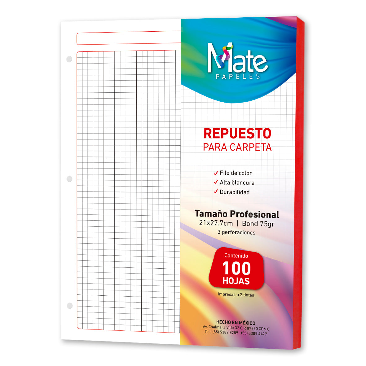 Hojas Para Carpeta | Carta | 100 Hojas | Filo Colores