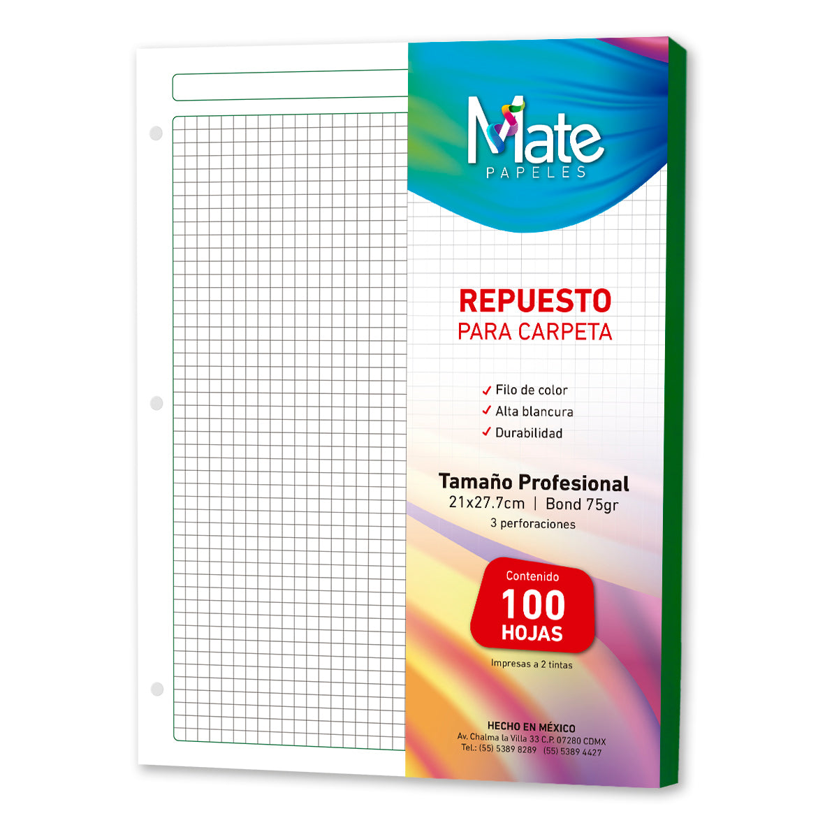 Hojas Para Carpeta | Carta | 100 Hojas | Filo Colores