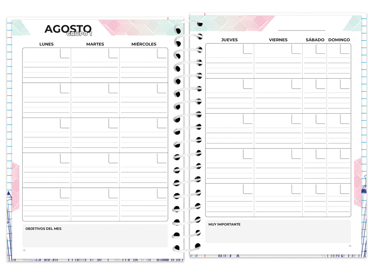 Agenda Para Maestros | Semanal | Pasta Dura | Escolar | Z1