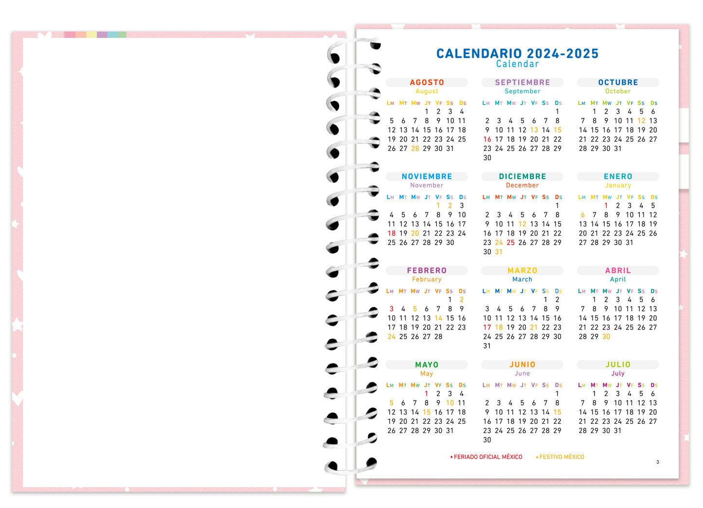 Agenda Semanal | Niña | Pasta Dura | Escolar | P