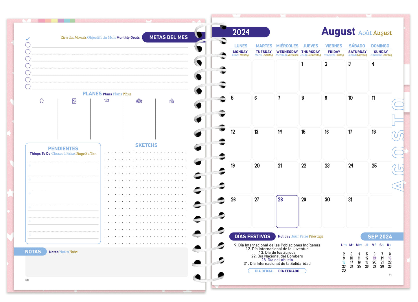 Agenda Semanal | Niña | Pasta Dura | Escolar | P