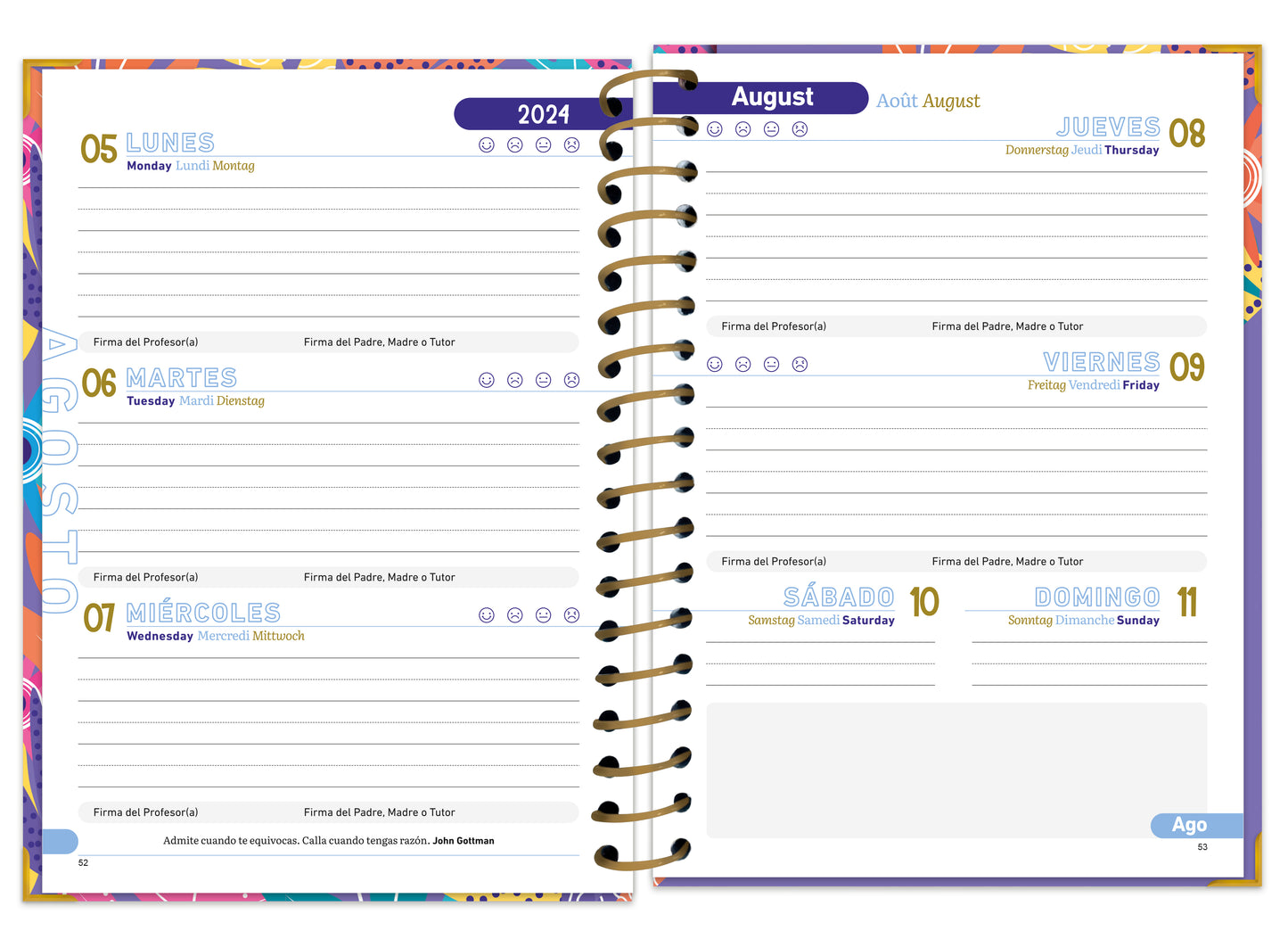 Agenda Semanal | Niña | Pasta Dura | Escolar | O
