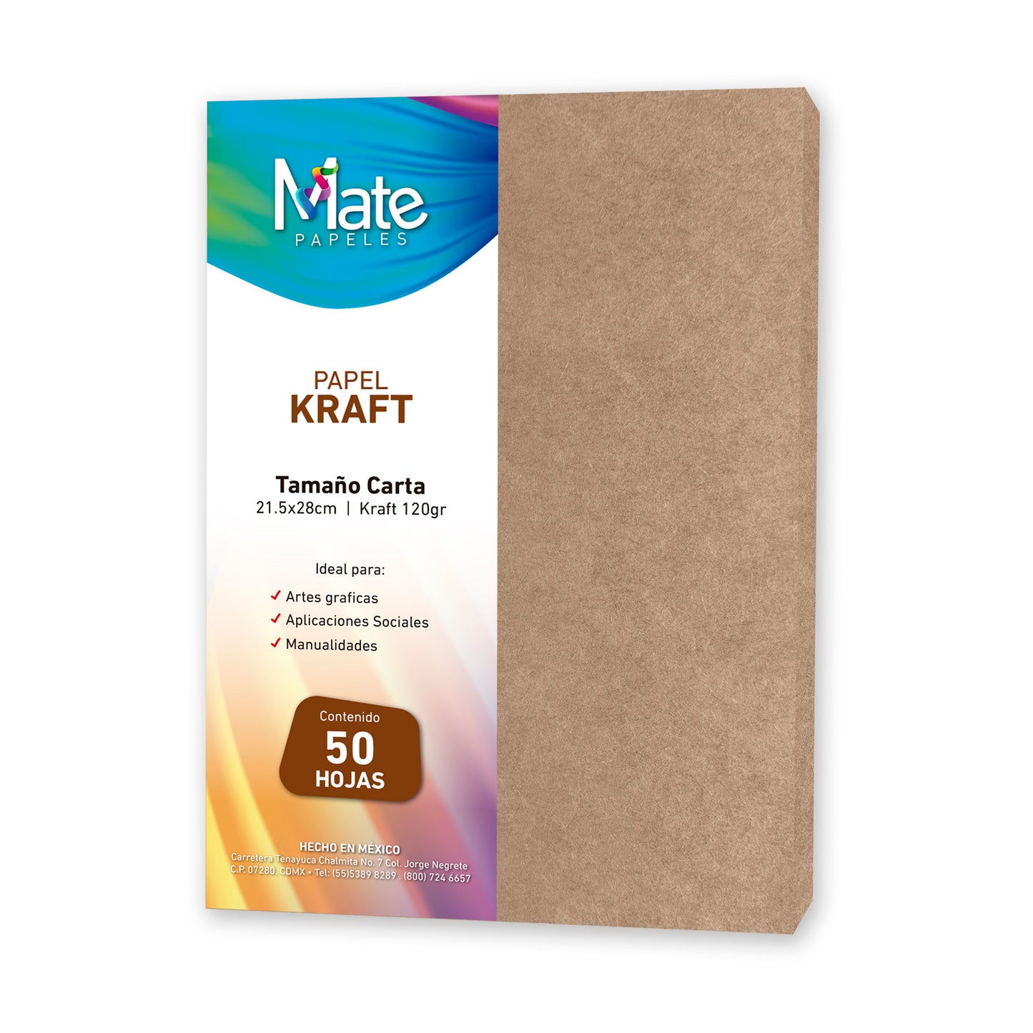Papel Kraft 120 G | Tamaño Carta | 50 Hojas