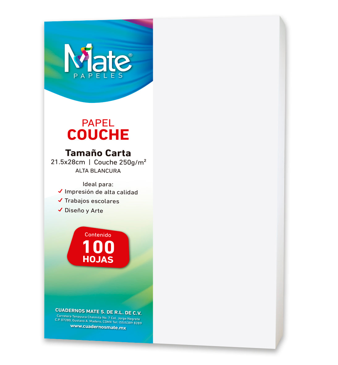 Papel Couché 250 G/m2 | Tamaño Carta | 100 Hojas