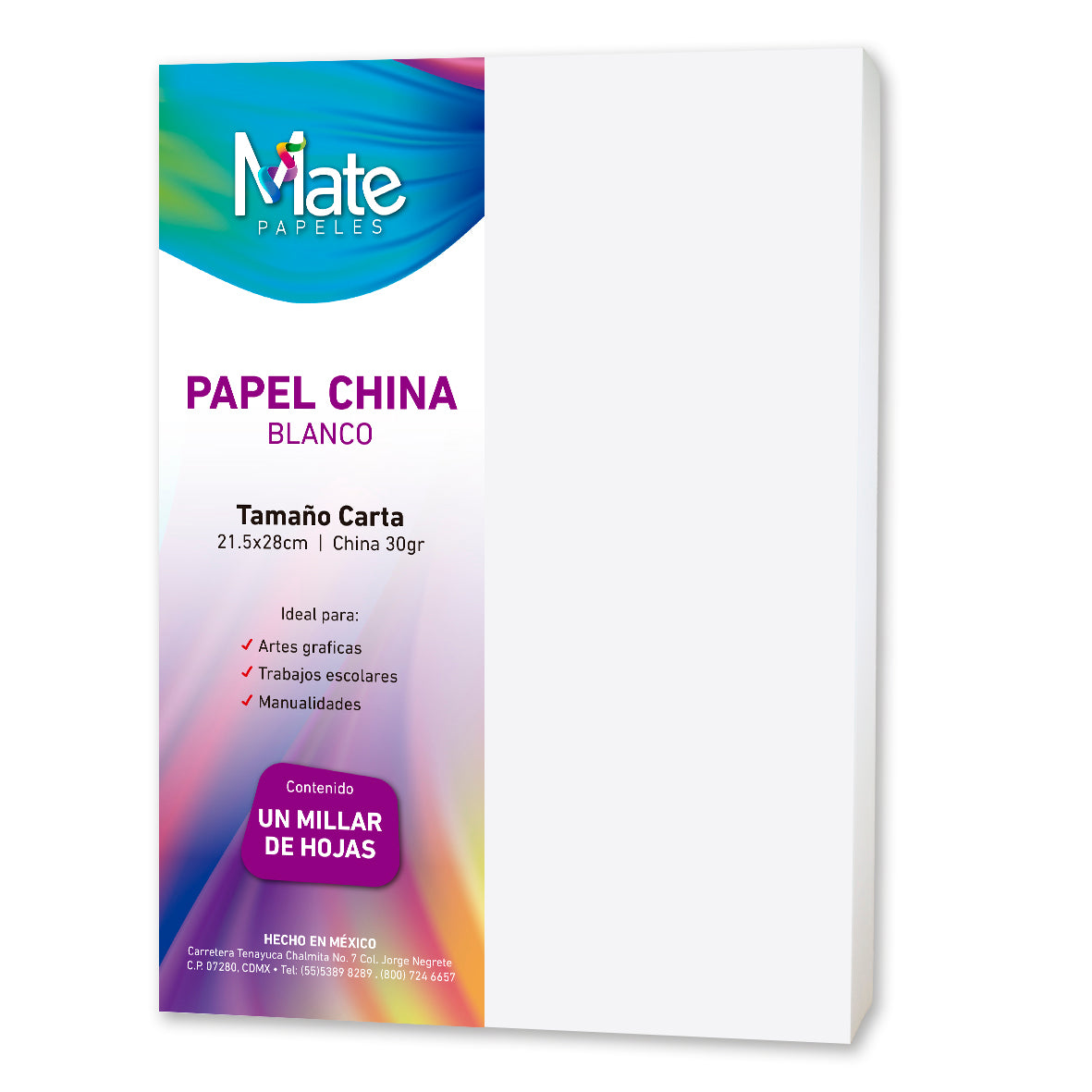 Papel China Blanco 30 G | Tamaño Carta | 1000 Hojas